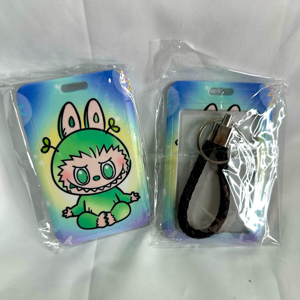 Labubu The Monsters LABUBU Green Yoga Badge ID Holder Wristlet & Key Chain - Picture 3 of 4